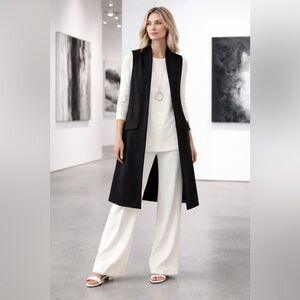 PLANET Lauren G Black statement open Long Vest One Size heavyweight